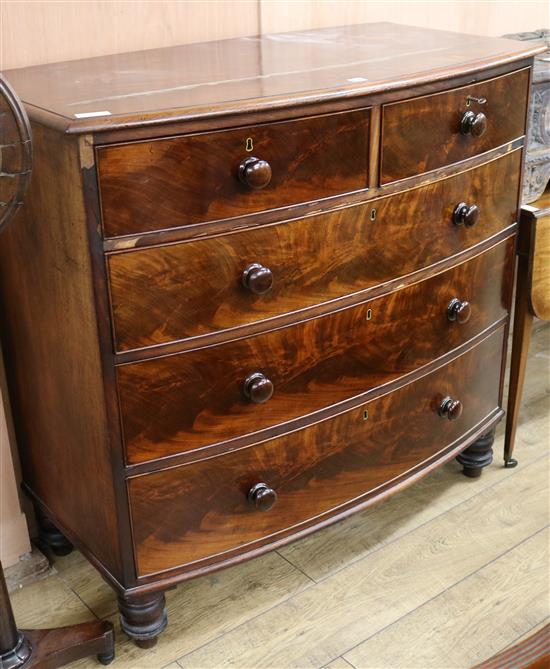 A Victorian Scottish mahogany bowfront chest, W.110cm
